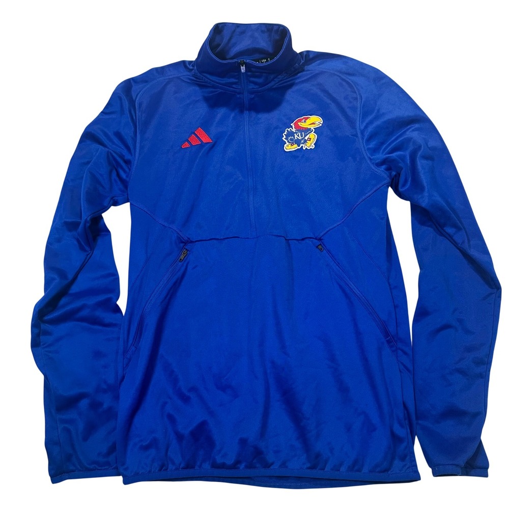 Adidas Kansas Jayhawks Mens Small‎ Royal Blue Quarter Zip Pullover KU